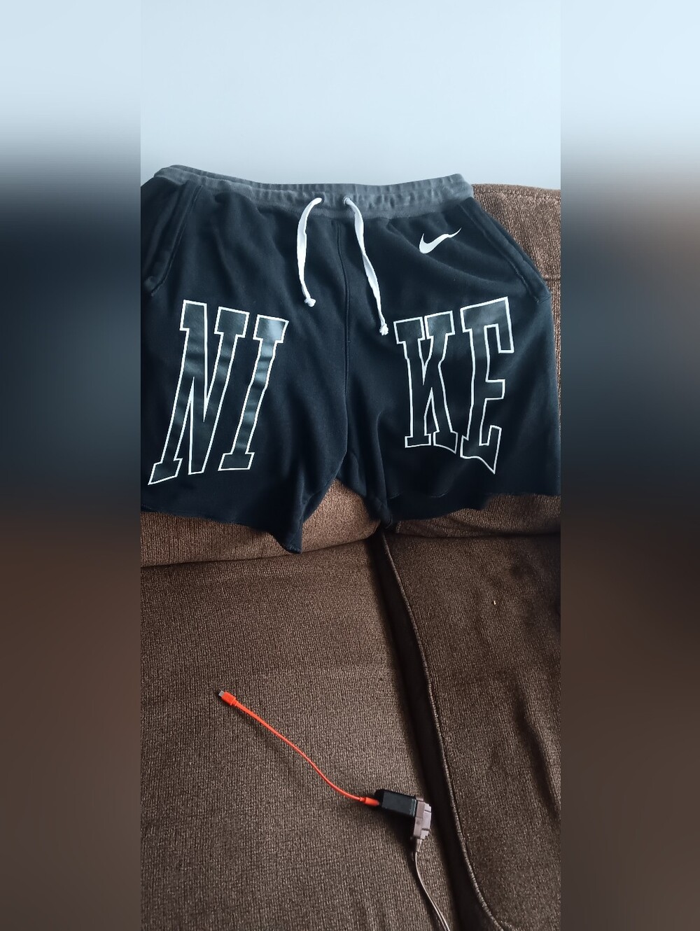 Nike Black Men's Athletic Shorts with White Drawstring and Logo